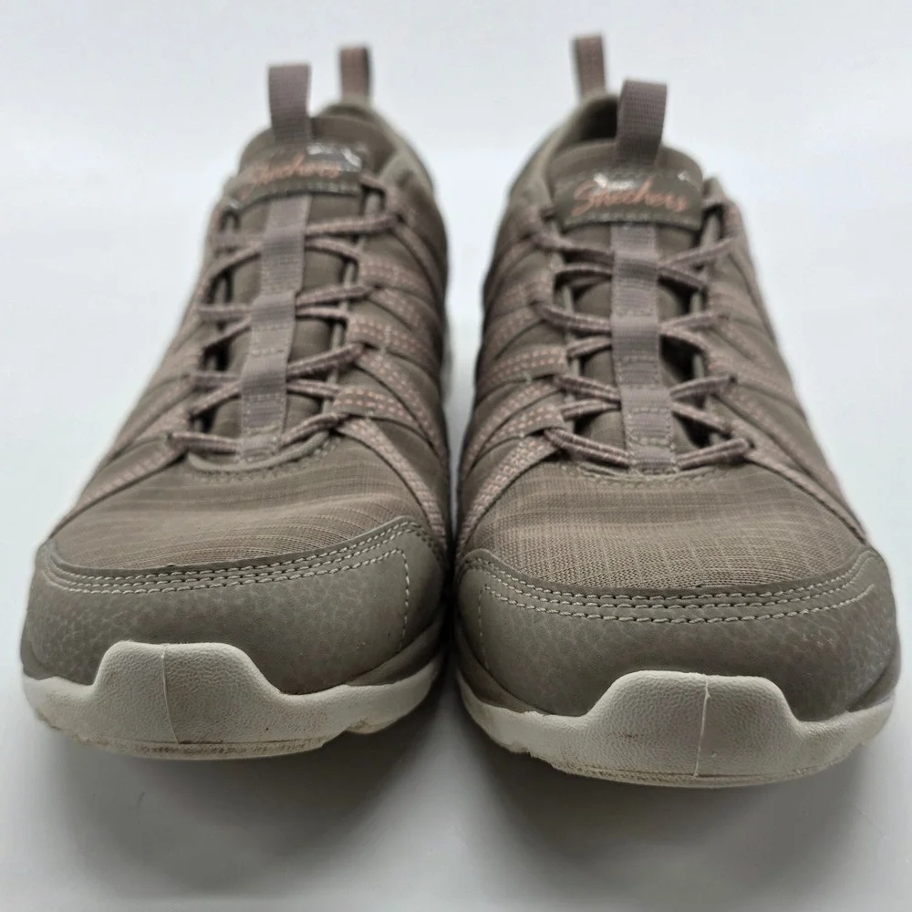 Skechers Slip-On Glide Step Walking Shoes 7.5 Taupe 100250 Memory Foam Sneakers